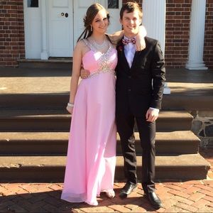 Blush Pink PromGirl Prom Dress with Sequins